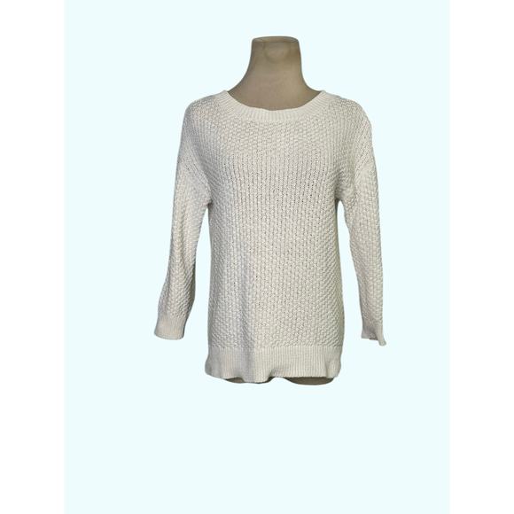 Jusglitty white 3/4 sleeves back laced up sweater size 2 - Picture 11 of 11